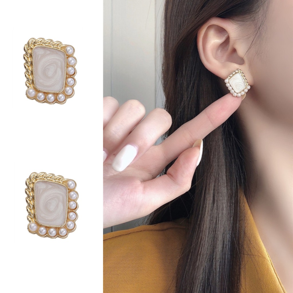 Bông tai đính ngọc trai giả xinh xắn C43