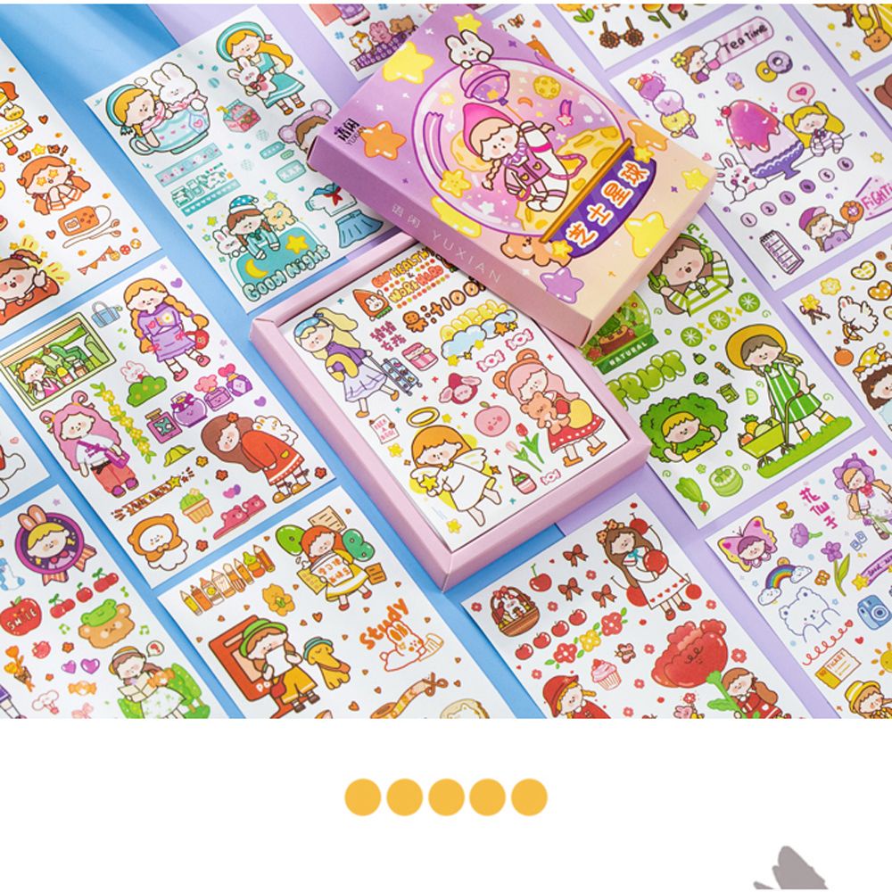 Bộ 50 miếng dán trang trí sổ tay DIY nhiều màu sắc phong cách retro