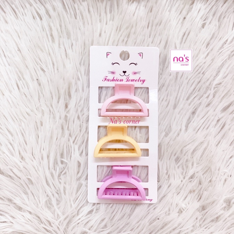 Bộ 3 kẹp tóc gấp tóc gắp càng cua 7 răng nhỏ nhựa mịn đẹp vintage