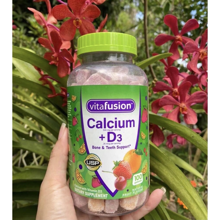 Kẹo dẻo trái cây Vitafusion Calcium + D3 500mg 100 viên - Mỹ