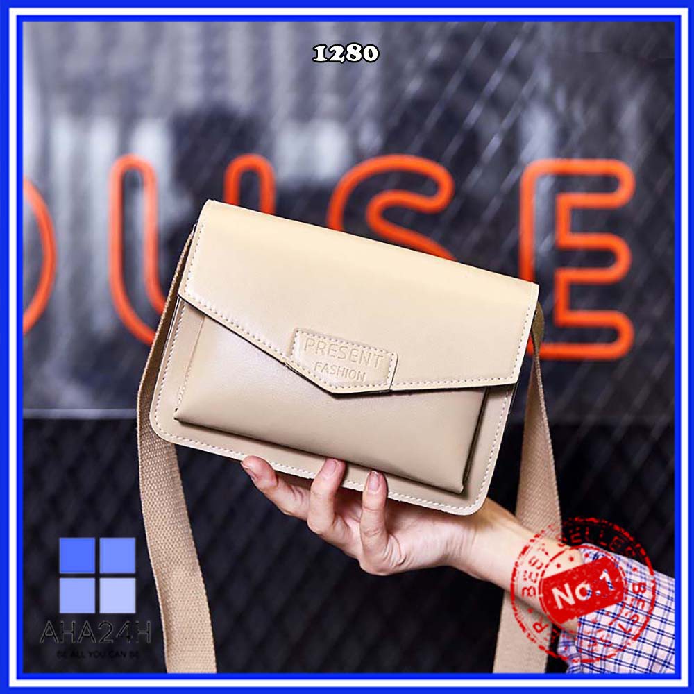 Túi đeo chéo hàn quốc⚡FREESHIP⚡túi da PU dạng hộp dây vải cao cấp cực xịn AH1280