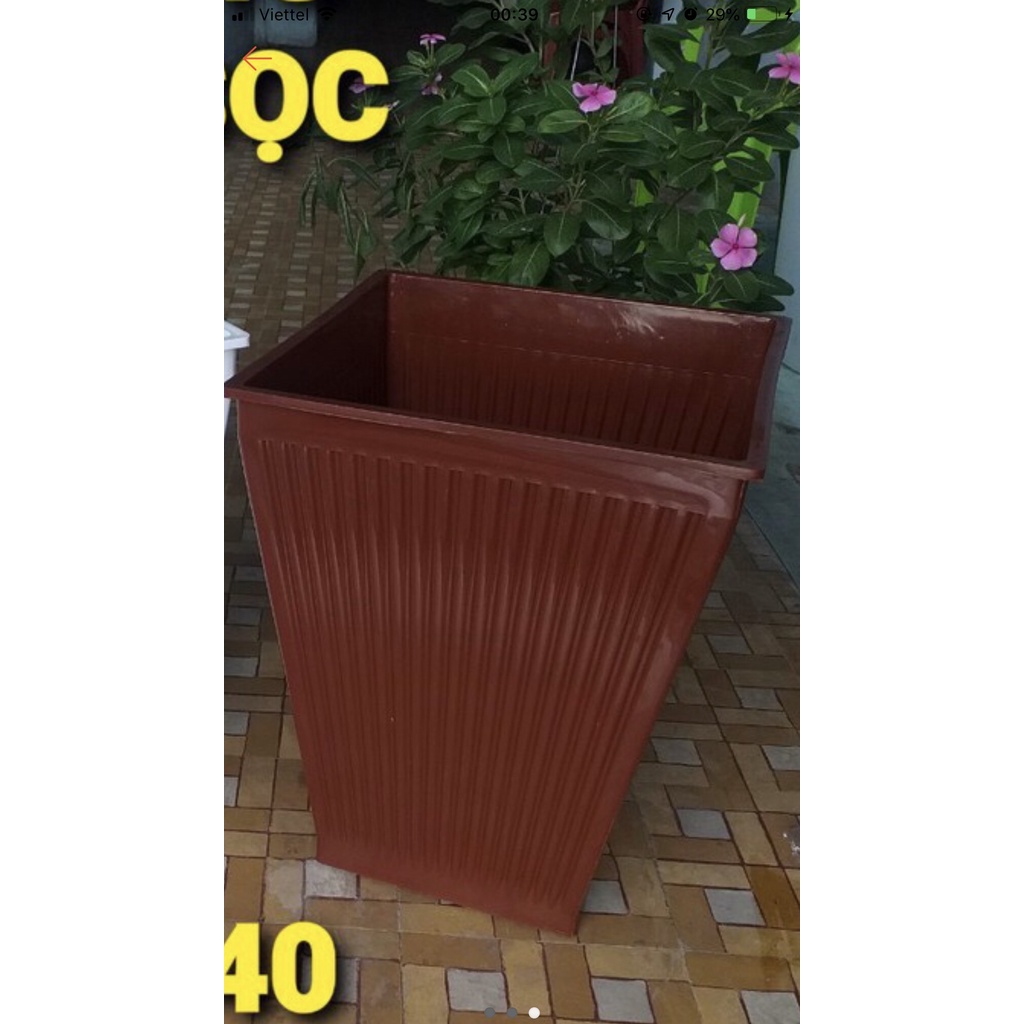 CHẬU NHỰA VUÔNG GÂN SỌC 40x32cm