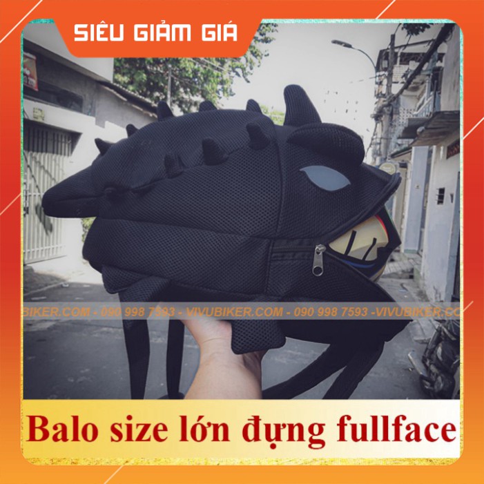 KHO SG-  Balo rồng phiên bản lưới chống nước - mắt phản quang đựng mũ bảo hiểm fullface ver2.0 màu đen - kèm trùm balo đ