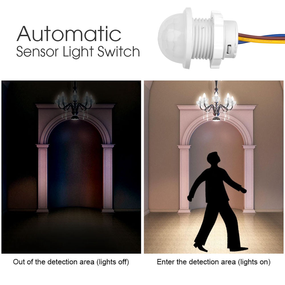 LED Motion Sensor Detector Switch PIR Infrared Light
