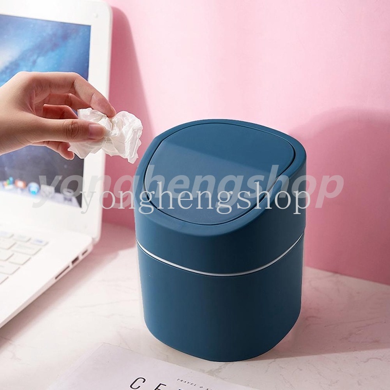 Thùng Đựng Rác Nắp Lật Mini Để Bàn Có Nắp Đa Ứng Dụng Cho Nhà Ở