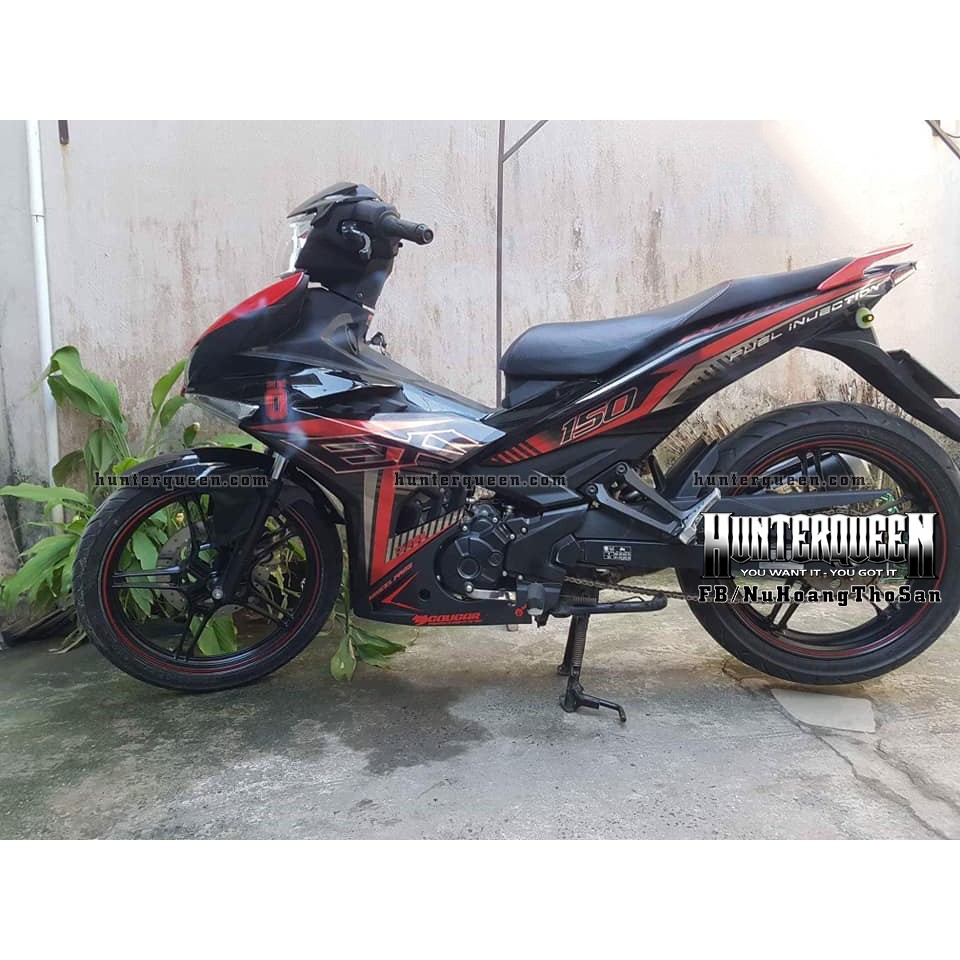 Tem rời Exciter 150. Tem chữ EXI, xe đen, tem đỏ. Thay đổi màu sắc và chi tiết theo yêu cầu. Sắc nét, bền màu