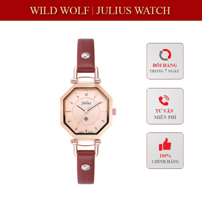 Đồng hồ nữ Julius Hàn Quốc JA-750 dây da mặt lục giác thumbnail