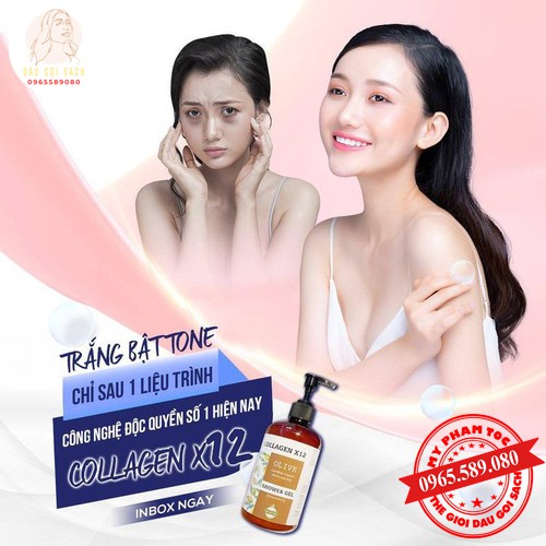 Sữa tắm truyền trắng Collagen X12 dùng cho cả mặt | sữa tắm collagen