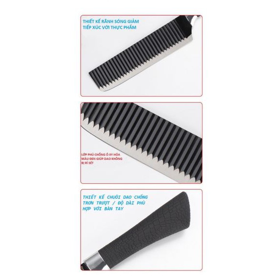 Dao thái thịt chống dính lượn sóng Nhật Bản