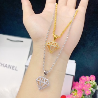Dây xoắn mặt kim cương mạ vàng + bạch kim italy