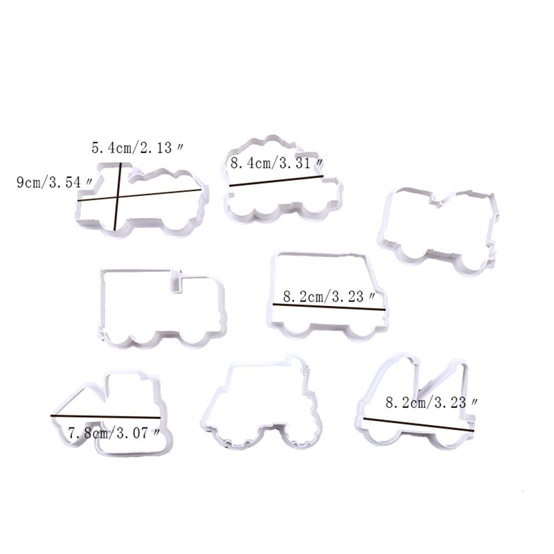 Set 8 khuôn hình xe hơi dùng để làm bánh/họa tiết trang trí bánh 3D dễ thương