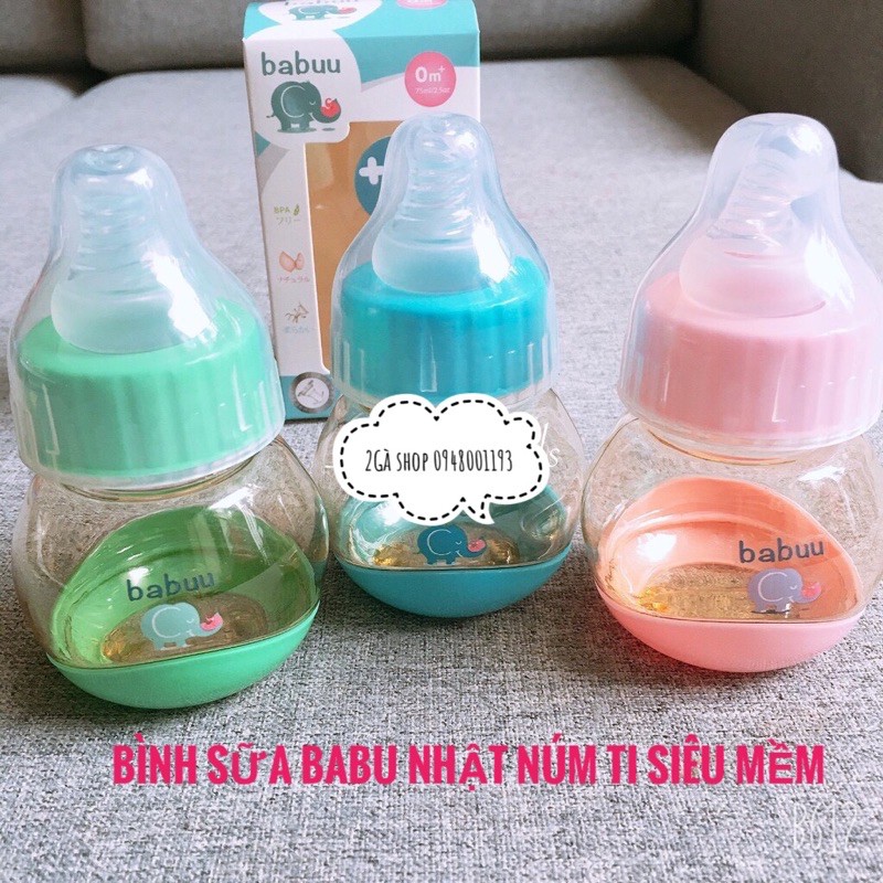 Bình sữa cho bé sơ sinh BaBu nhật núm siêu mềm chống sặc sữa