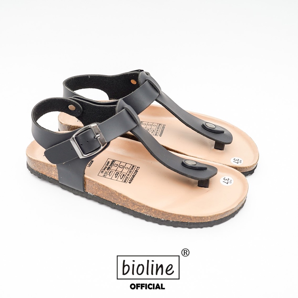 DK10 - Sandal Đế Trấu BIOLINE Official Quai Da Bò Tách Ngón Lót Pu Kem Chống Nước