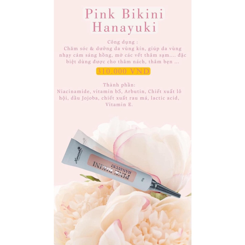 Sỉ - Kem làm hồng, khử thâm vùng_kín, vùng nách Pink Bikini Hanayuki chính hãng 30gr- Hanayuki Beauty Clinic