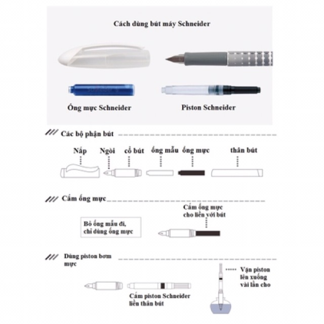 Combo 7 bút máy Voyage ngòi FE hãng Schneider hàng Đức
