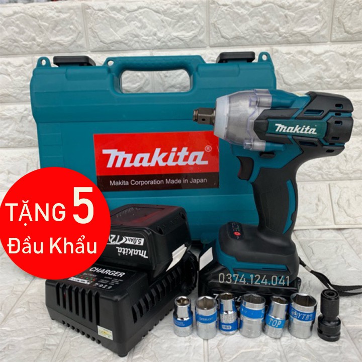 [Tặng 5 đầu khẩu + đầu chuyển bắt vít] Máy siết bulong makita 72v không chổi than lõi đồng cực mạnh