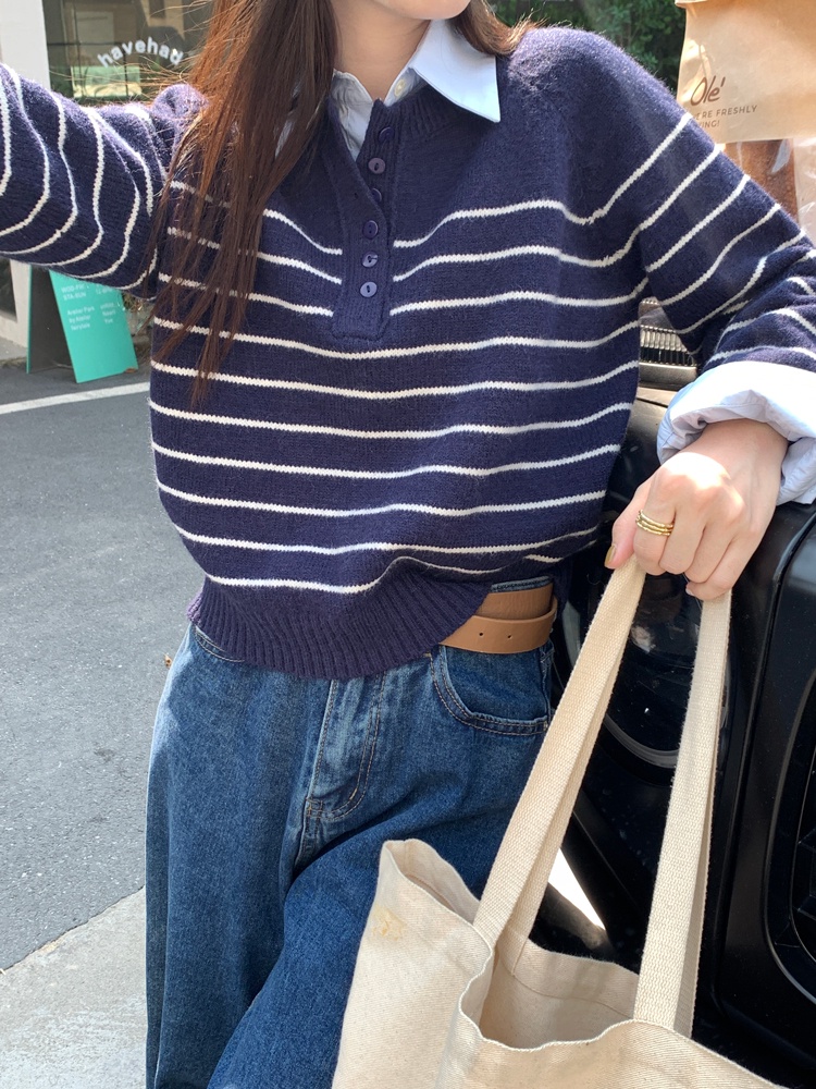 57048 Áo Len Chui Đầu Sọc Sáp Mềm