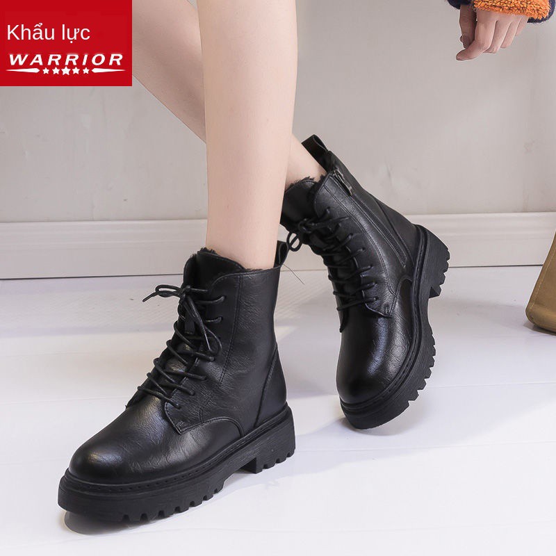 ♨♛✢Rút lại cửa hàng đầu chính thức Martin boots nữ phong cách Anh cộng với nền nhung 2020 phiên bản mới của Hàn Q ☞