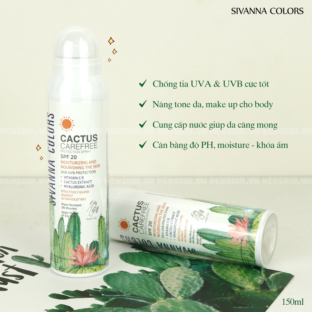 Xịt Chống Nắng Nâng Tone Sivanna Colors Thái Lan 2 In 1 Makeup Body 150ml