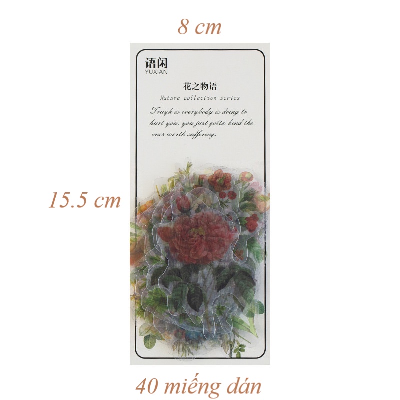 Sticker trong suốt chống nước trang trí vintage DIY Crafts, Scrapbook, Journal, Diary, Planner set 40 nhãn dán HD29-K68
