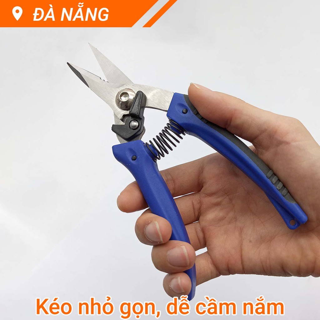 Kéo tỉa lá và cắt dây kẽm để uốn buộc cây cảnh 190mm bằng thép trắng cán nhựa xanh