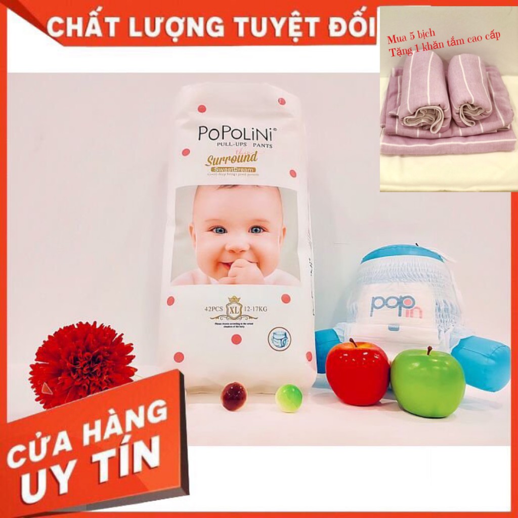 Tã quần Popolini size XL/42 miếng cho bé 12-17kg, hàng chính hãng, an toàn, mềm mỏng, thấm hút tốt