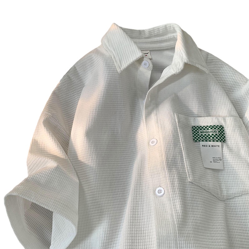 Áo sơ mi khoác ngoài ngắn tay thiết kế phong cách Hồng Kông / Mỹ cổ điển thời trang mùa hè sang trọng cho nam