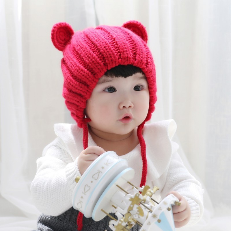 Mũ len tai gấu dễ thương cho bé