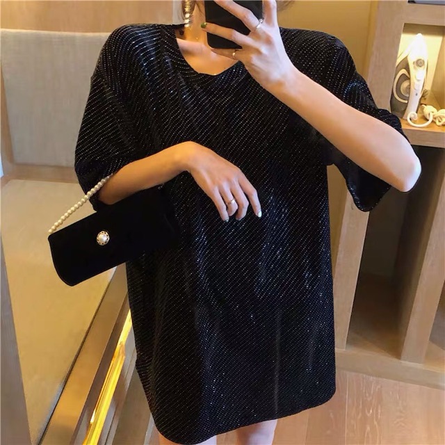 Áo lấp lánh ✨✨ BLING BLING ngắn tay dáng rộng dài chùm mông mặc cực xinh ❤️❤️❤️