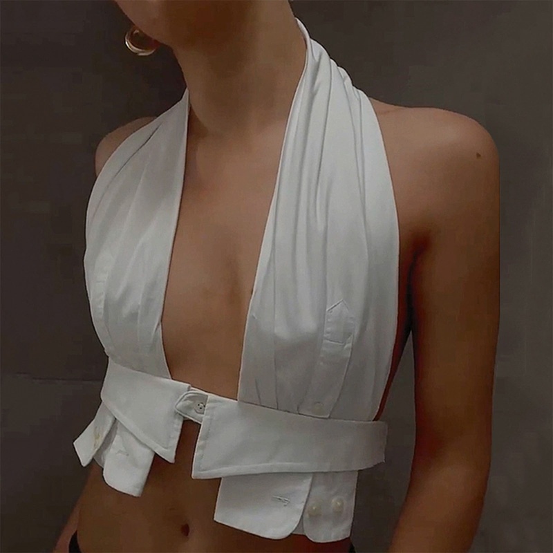 Áo Croptop Cổ Khoét Sâu Hở Lưng Quyến Rũ Dành Cho Nữ