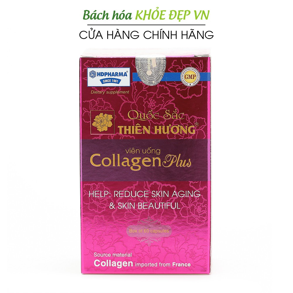 Quốc Sắc Thiên Hương Collagen Plus giúp đẹp da, giảm nám sạm da - Chai 60 viên