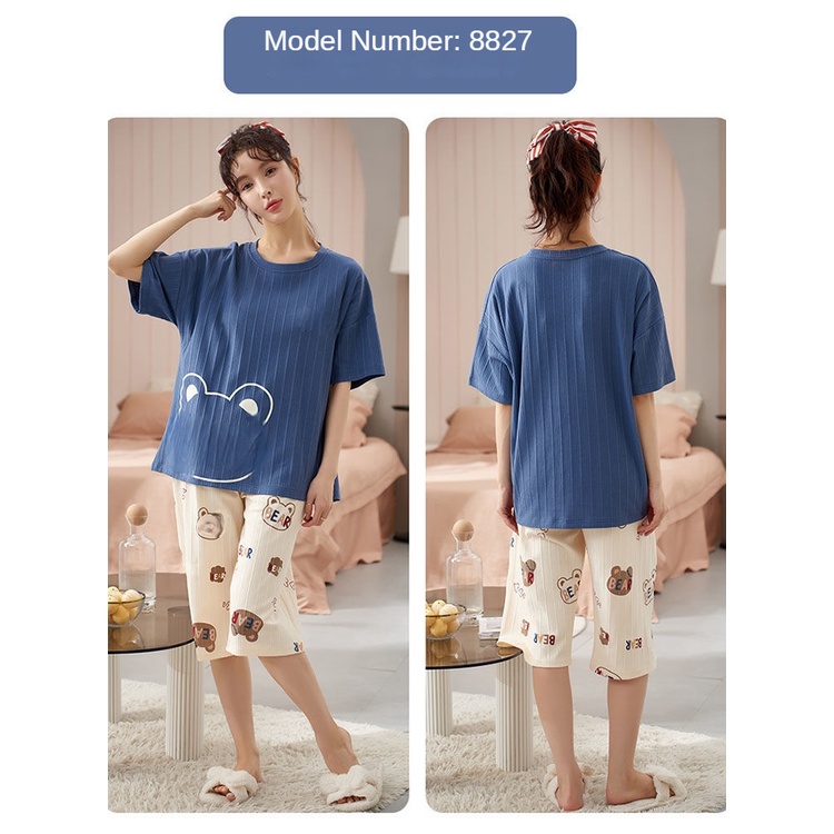 6XL extra large size pajamas women's short sleeve cropped pants pure cotton thin suit