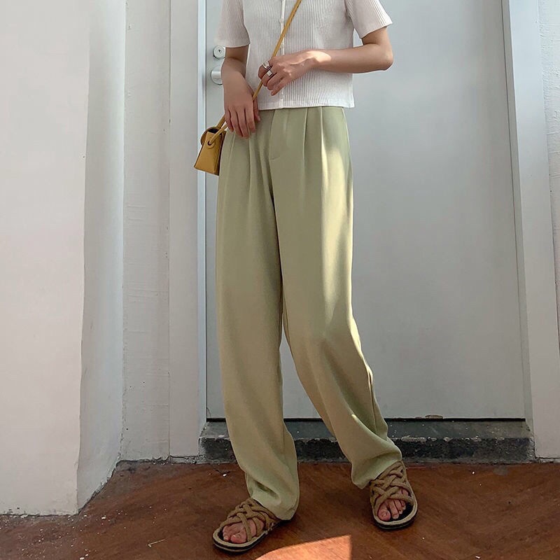 Quần ống rộng Lưng Cao Thời Trang Mùa Hè Phong Cách Mới Cho Nữ 2021