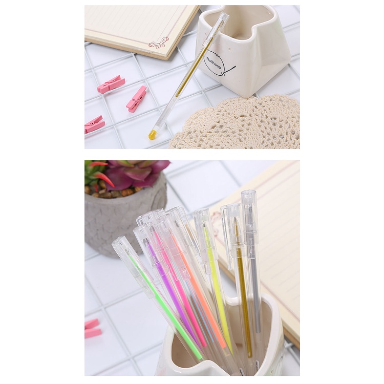 Bộ 9 cây bút gel bắt sáng màu sắc tươi sáng dùng cho vẽ tranh DIY
