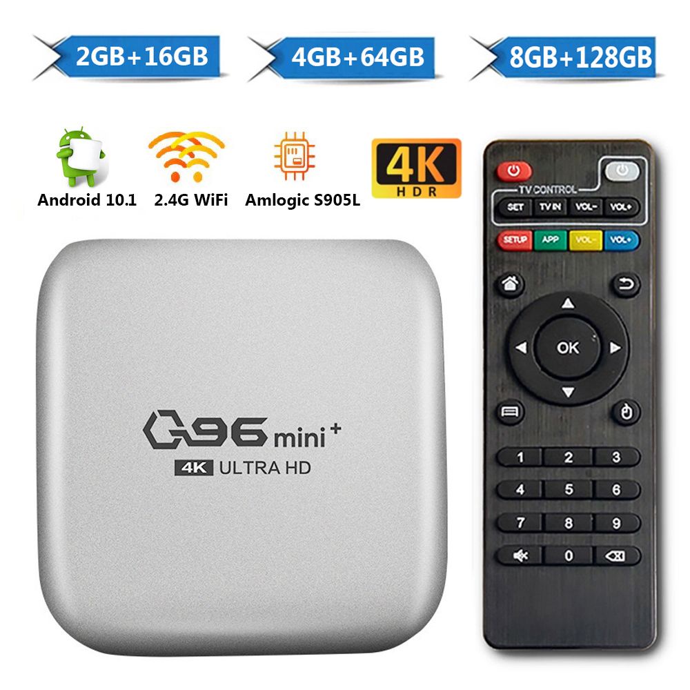 Đầu TV Box Q96 Mini Plus Android 10.1 Amlogic S905L Quad Core 2.4G WIFI 4K 8GB + 128GB H.265 Media Player 20 ChấT LượNg Cao