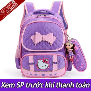 Cặp Hello Kitty đáng yêu cho bé gái tặng kèm (hộp bút, búp bê cao cấp)
