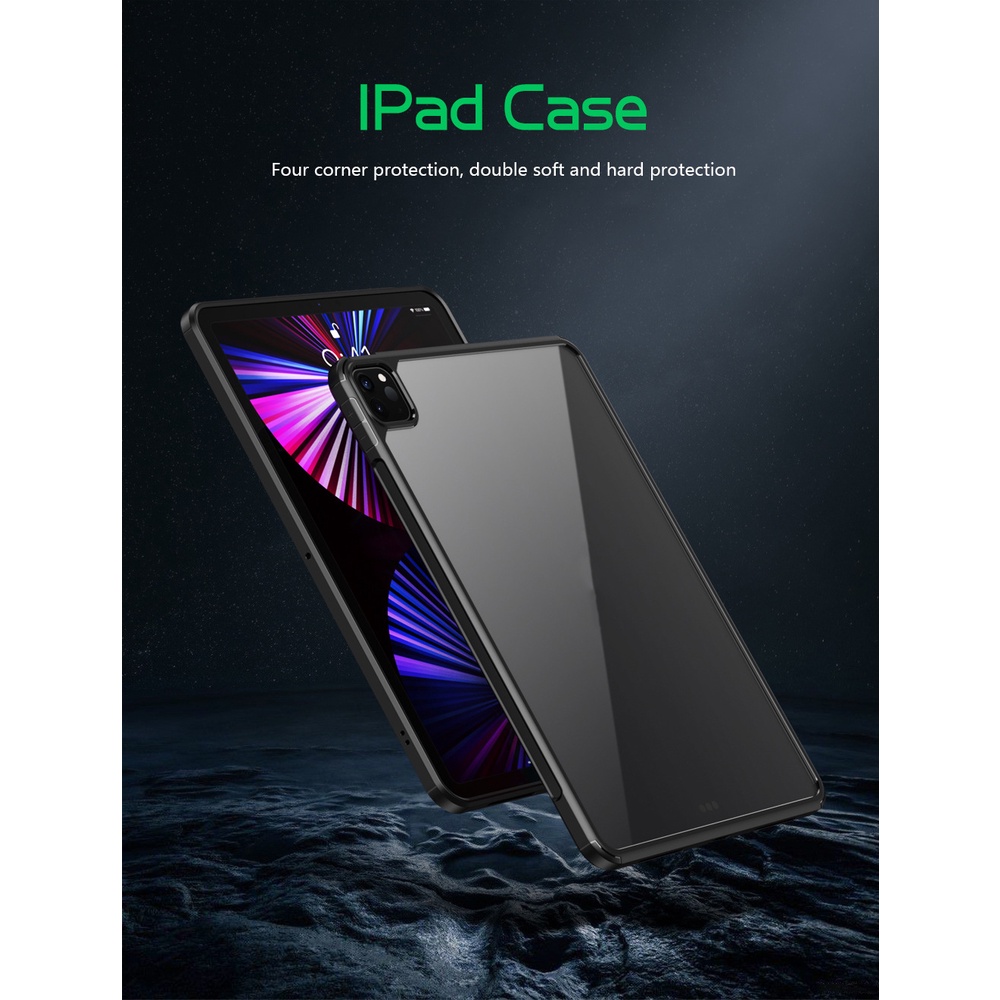 Ốp Lưng Dành Cho iPad Mini 6 / iPad Air 4 / Air 5 / iPad Pro 11 / iPad Pro 12.9  Mặt Lưng Kính Trong Suốt Viền Color.