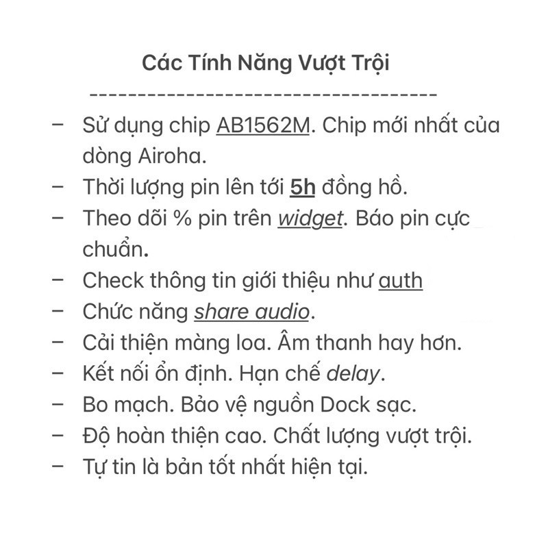 [ Hổ Vằn 1562M Full Tính Năng ] Tai Nghe Bluetooth TWS Bản Hoàn Thiện Tuyệt Đối Thế Hệ Mới - Pin 5H -  Check Setting | BigBuy360 - bigbuy360.vn