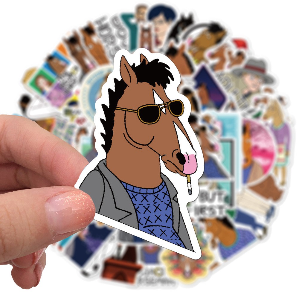 Set 50 sticker dán trang trí chống thấm nước họa tiết trong BoJack Horseman độc đáo