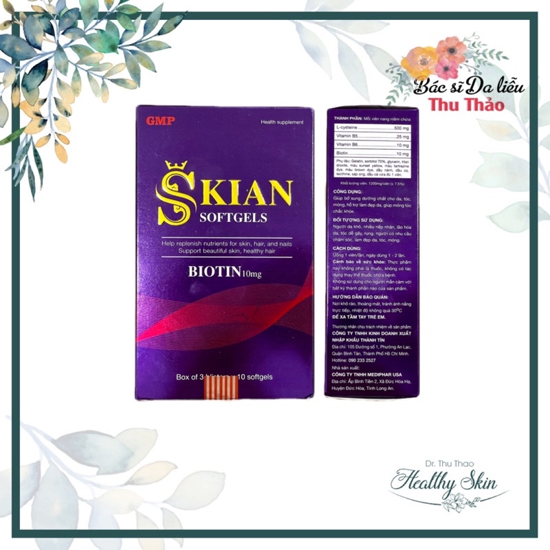 VIÊN UỐNG HỖ TRỢ TÓC - SÁNG DA SKIAN BIOTIN SOFTGELS
