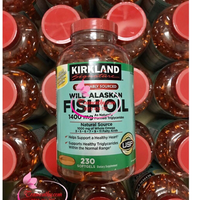 [HSD 7-2022] Dầu cá Kirkland Wild Alaskan Fish Oil 1400mg - 230 viên