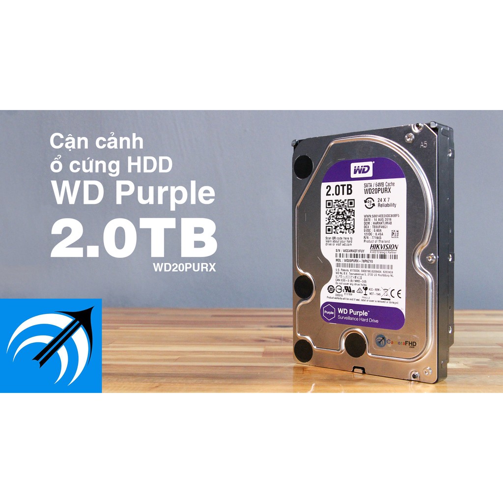 Ổ cứng HDD 2TB Western Digital WD Tím chuyên camera - Vĩnh Xuân phân phối