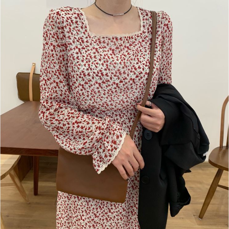 [CÓ ẢNH THẬT] Váy Hoa Nhí Cổ Vuông Dài Tay- Đầm Hoa Nhí Vintage | BigBuy360 - bigbuy360.vn