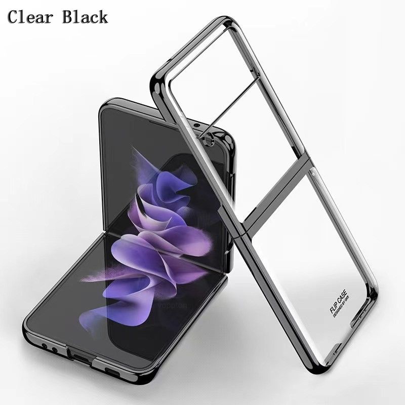 Ốp cứng trong suốt cho điện thoại Samsung Z Flip 3 mạ viền kim loại