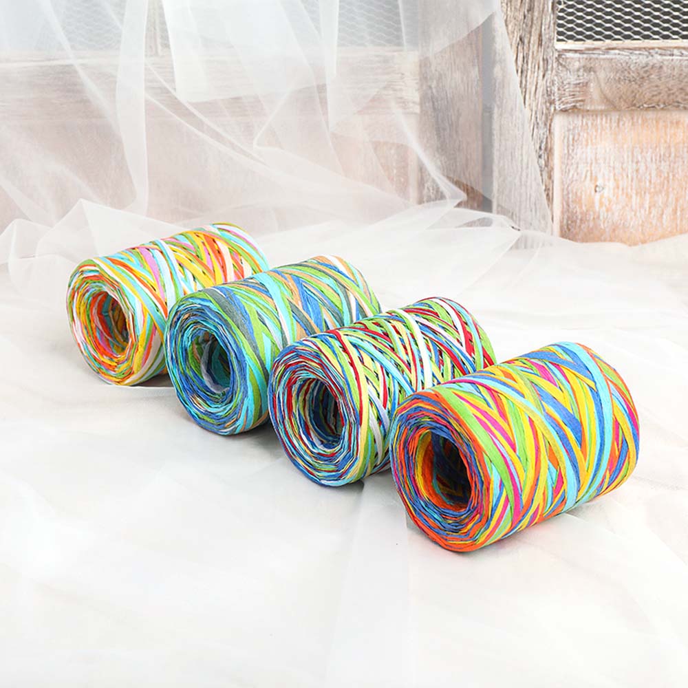 SEPTEMBER DIY Raffia Rope Handmade Gifts Packing Thread Wrapping Ribbon Flowers Bouquet Christmas Colorful Craft Rainbow For Card Gifts Cake Box Packaging Party Accessories