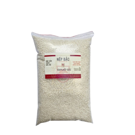 Gạo Nếp Bắc Túi 2Kg - Hạt Tròn Đều, Cơm Dẻo Mềm - Túi Hút Chân Không
