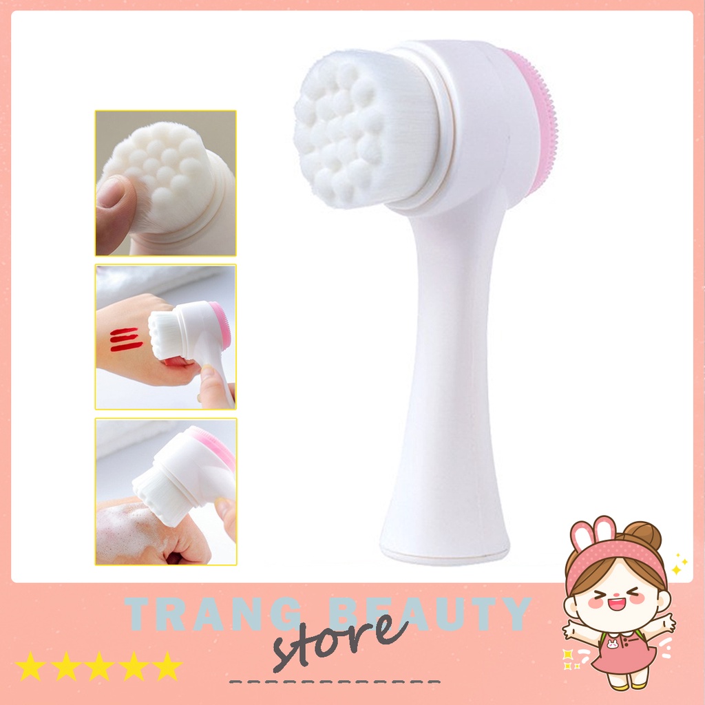 Cọ Rửa Mặt, Massage Mềm Mại Cầm Tay 2 Đầu - Làm Sạch Sâu An Toàn Tiện Lợi