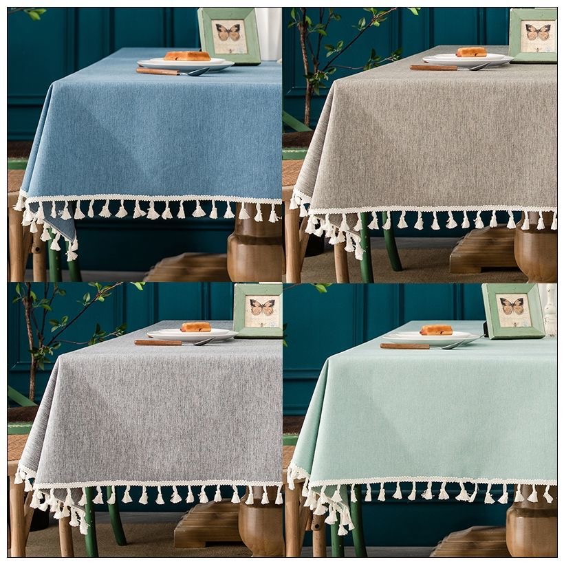Khăn Trải Bàn Vải Lanh Cotton Cao Cấp✨Vỏ Bọc Bàn Cà Phê Hình Chữ Nhật Chất Liệu Dày Dặn Chống Thấm Nước/Dầu/Bỏng Đơn Giản