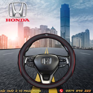 ⚡️Freeship 99k - Toàn quốc⚡️ Bọc Vô Lăng Cao Cấp Logo Xe Honda- Màu đen chỉ đỏ