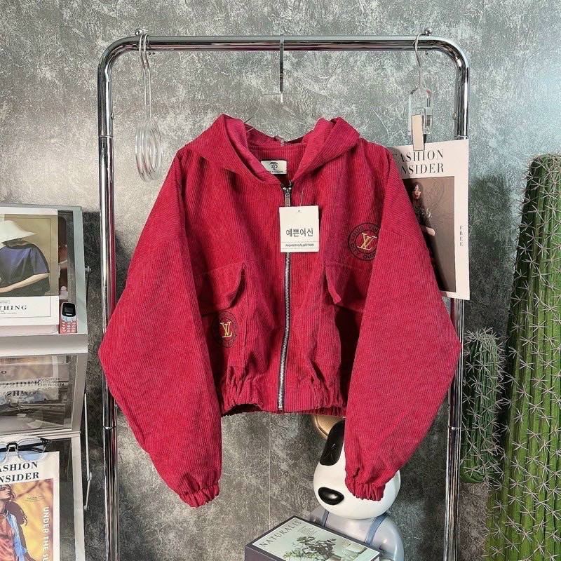 Áo khoác bomber Unisex form lửng chất nhung tăm thêu hoạ tiết dành cho nữM 34-AN STORE
